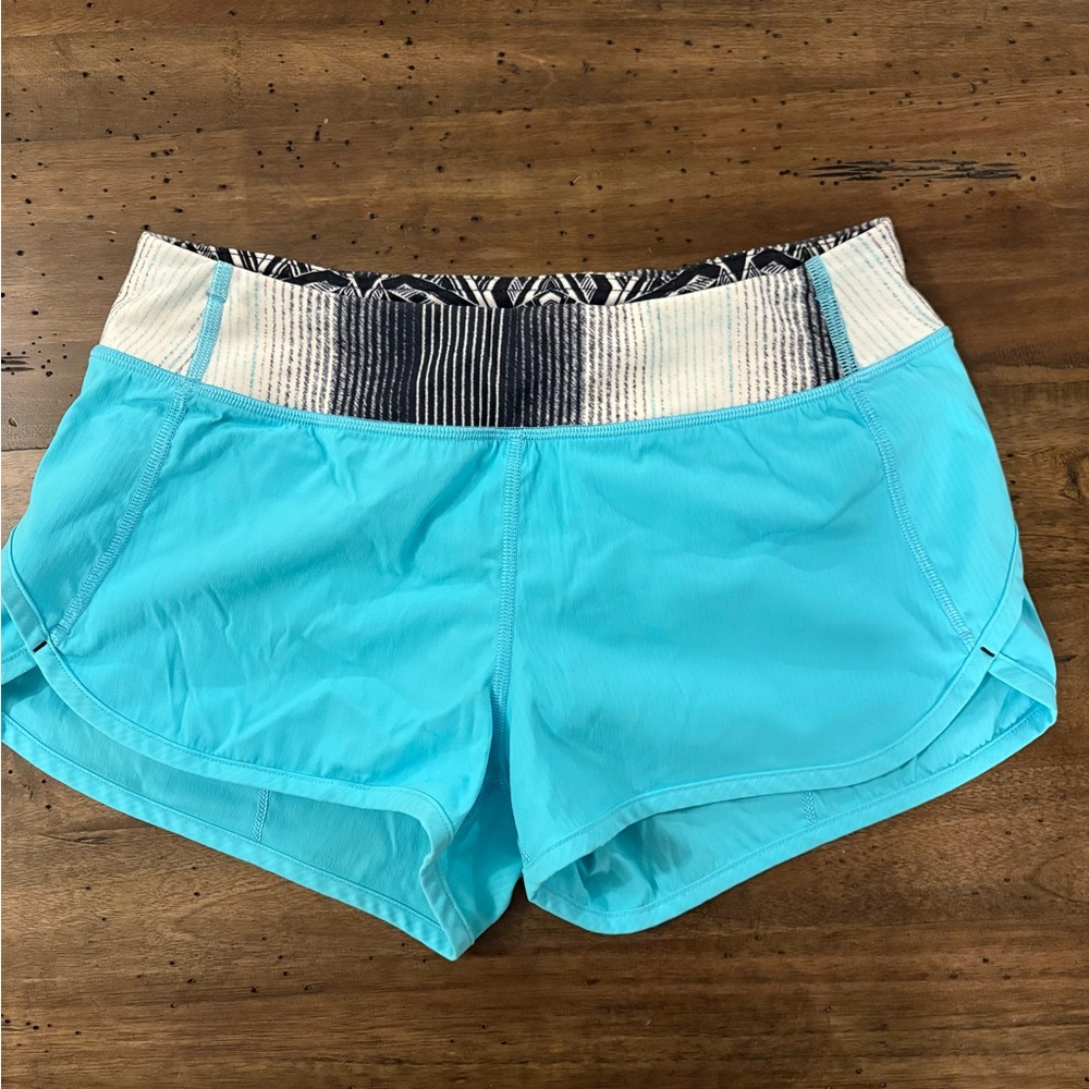Ivivva Turquoise Athletic Shorts with Patterned Waistband